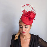 Red flower fascinator hat - House of Hats