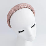 Rose gold crystal beaded padded headband fascinator - House of Hats