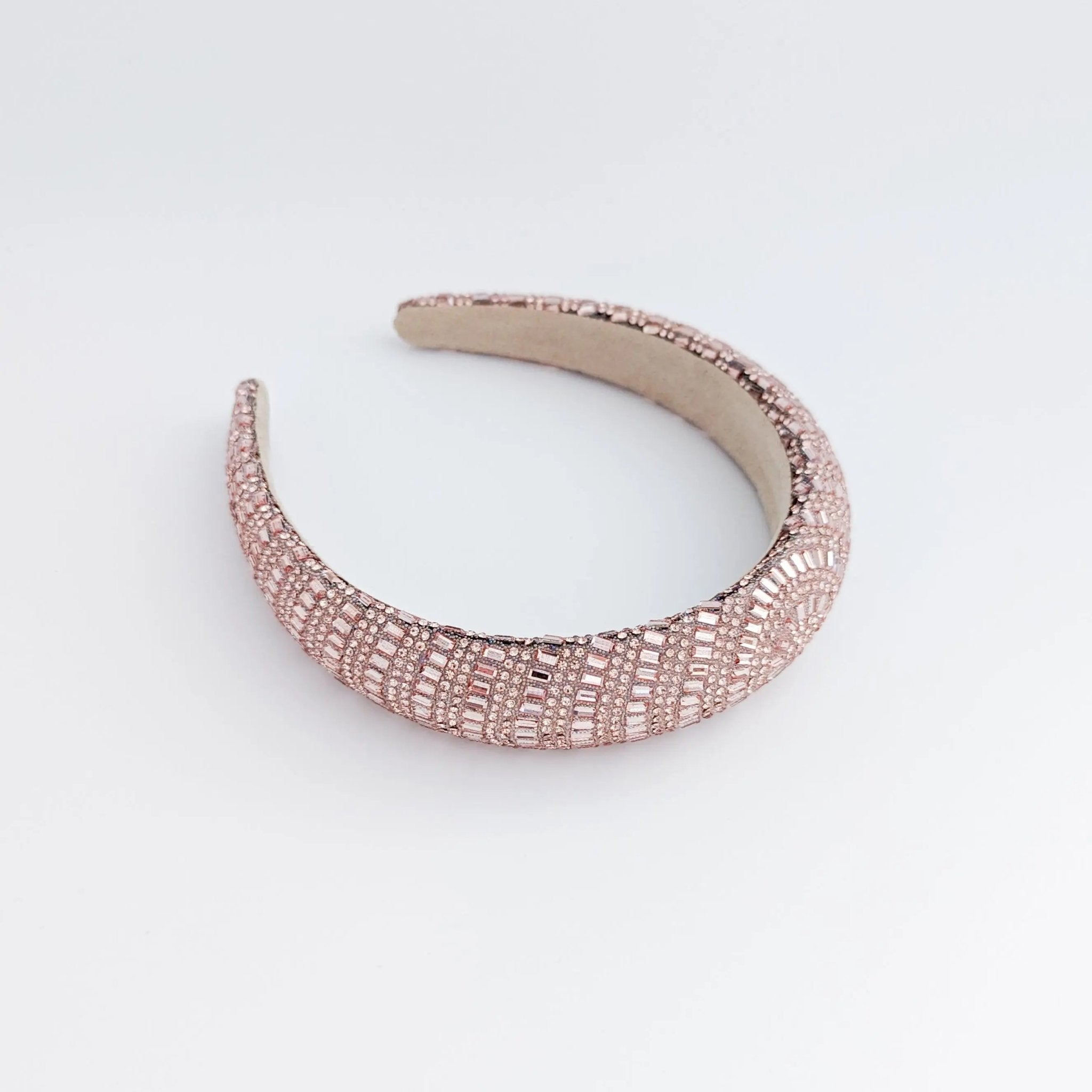 Rose gold crystal beaded padded headband fascinator - House of Hats