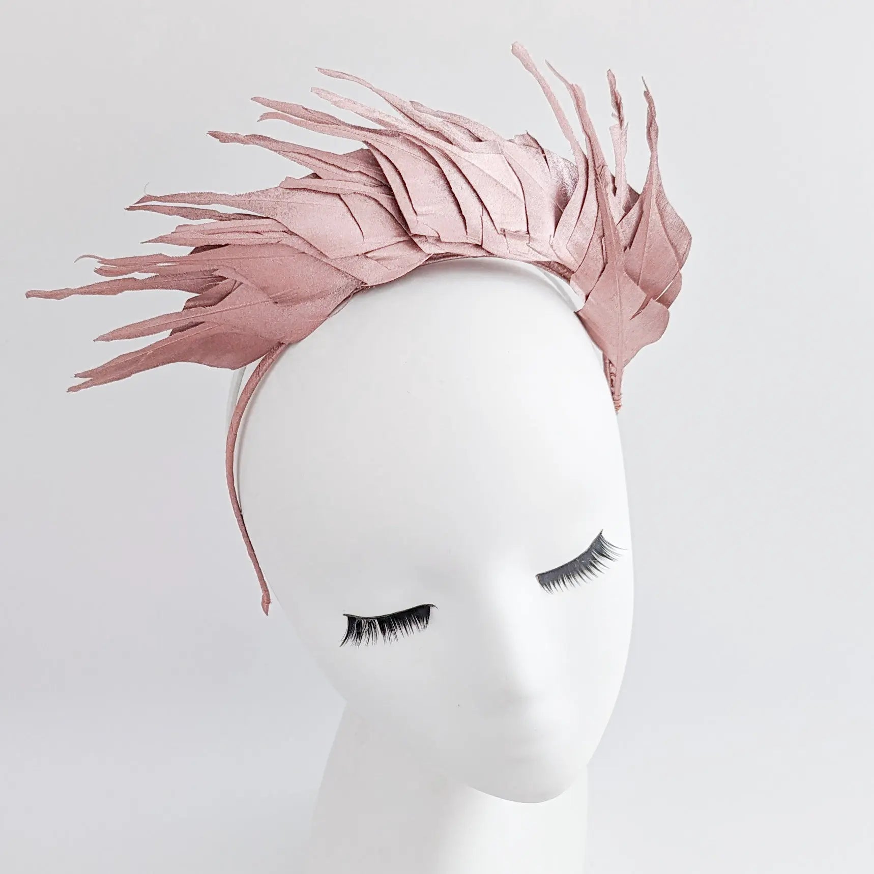 Rose gold metallic shimmer feather headband fascinator - House of Hats