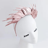 Rose gold metallic shimmer feather headband fascinator - House of Hats
