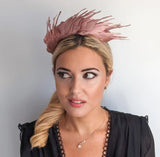 Rose gold metallic shimmer feather headband fascinator - House of Hats