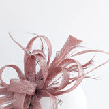 Rose gold shimmer crystal feather fascinator hat - House of Hats
