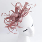 Rose gold shimmer crystal feather fascinator hat - House of Hats
