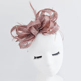 Rose gold shimmer crystal feather fascinator hat - House of Hats