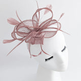 Rose gold shimmer feather fascinator hat - House of Hats