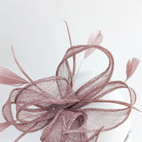 Rose gold shimmer feather fascinator hat - House of Hats