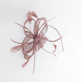 Rose gold shimmer feather fascinator hat - House of Hats