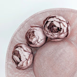 Rose gold shimmer flower large saucer disc fascinator hat - House of Hats