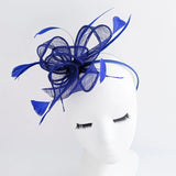 Royal cobalt blue feather fascinator hat - House of Hats