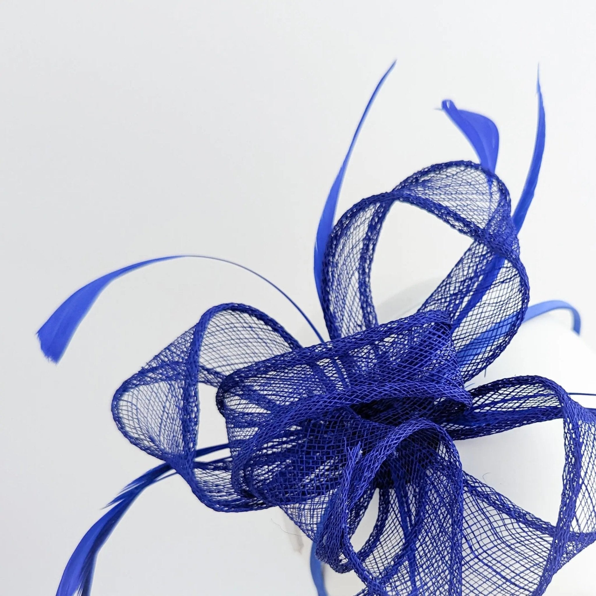 Royal cobalt blue feather fascinator hat - House of Hats