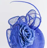 Royal cobalt blue flower fascinator hat - House of Hats