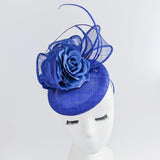Royal cobalt blue flower fascinator hat - House of Hats
