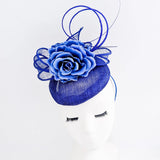 Royal cobalt blue flower fascinator hat - House of Hats