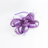 Royal purple crystal feather fascinator hat - House of Hats