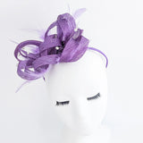 Royal purple crystal feather fascinator hat - House of Hats