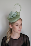 Sage Green fascinator positioned like the blue listing