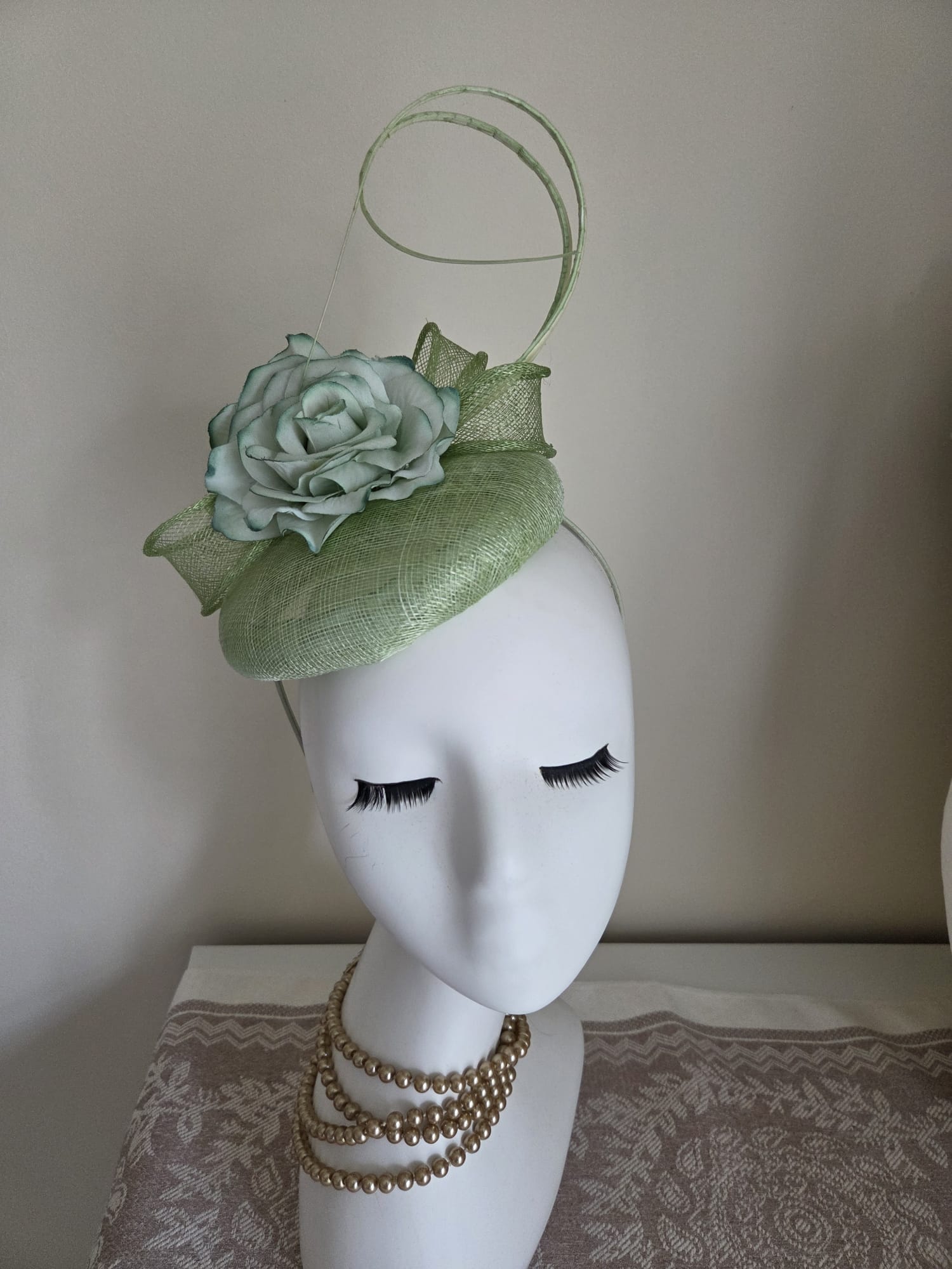 Sage Green Flower Fascinator Hat