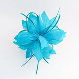 Sea blue feather fascinator hat - House of Hats