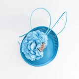 Sea blue flower disc saucer fascinator hat - House of Hats