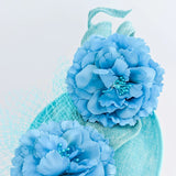 Seafoam mint green flower fascinator disc saucer hat - House of Hats