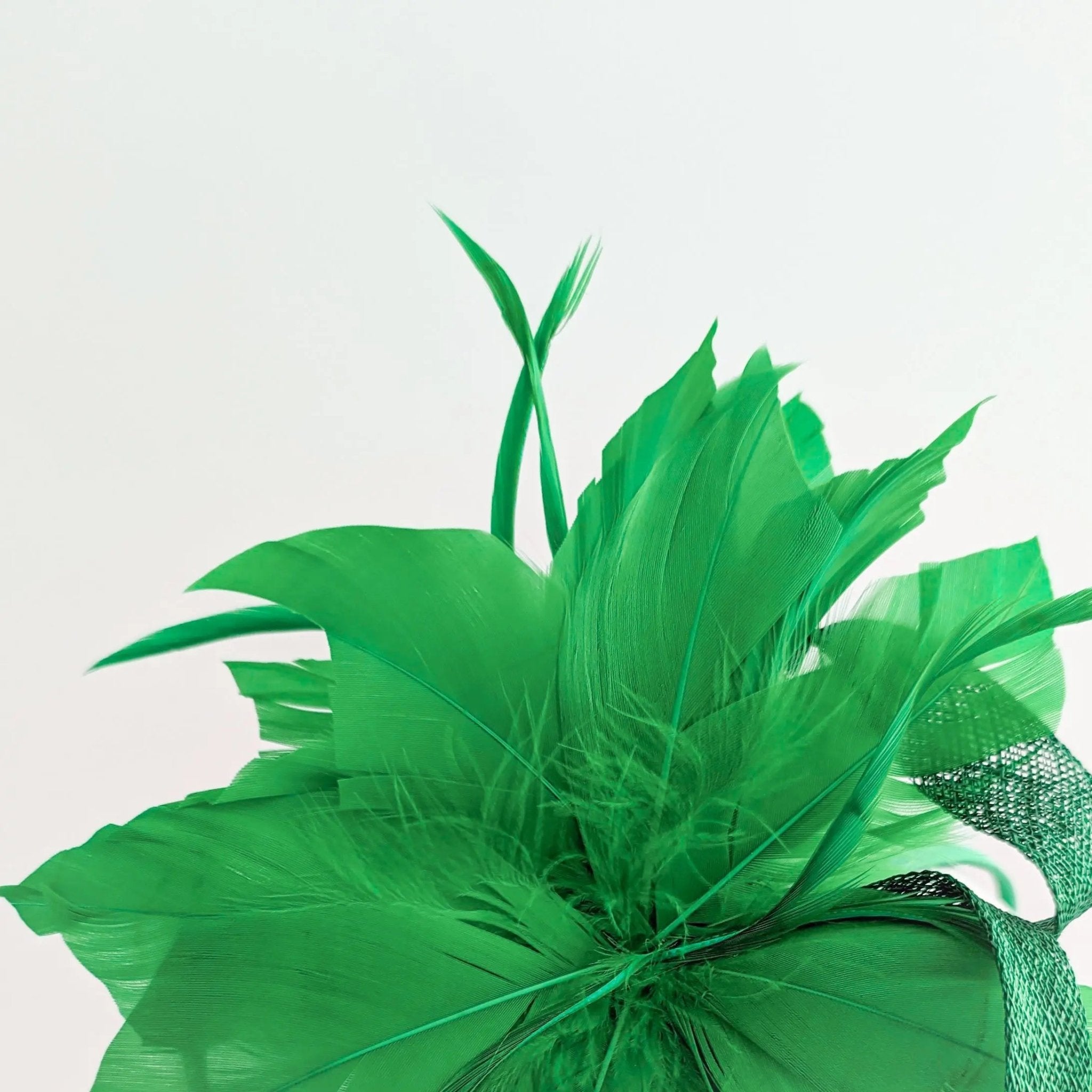 Shamrock green feather fascinator hat - House of Hats
