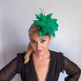 Shamrock green feather fascinator hat - House of Hats