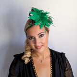 Shamrock green feather fascinator hat - House of Hats