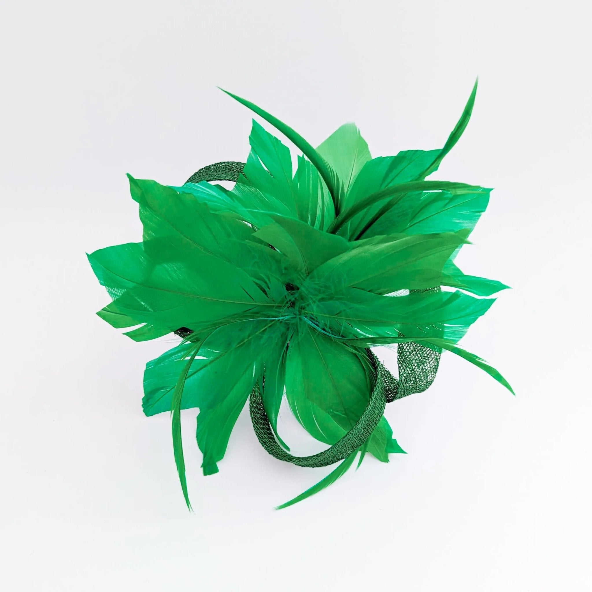 Shamrock green feather fascinator hat - House of Hats