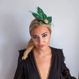 Shamrock green feather petal fan fascinator hat - House of Hats