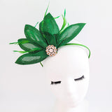 Shamrock green feather petal fan fascinator hat - House of Hats