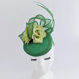 Shamrock green flower fascinator hat - House of Hats