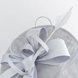 Silver feather large saucer disc fascinator hat - House of Hats