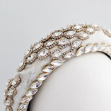 Silver ivory crystal padded satin headband fascinator - House of Hats