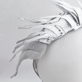 Silver metallic shimmer feather headband fascinator - House of Hats