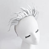 Silver metallic shimmer feather headband fascinator - House of Hats