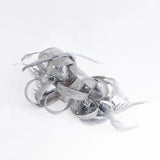 Silver shimmer crystal feather fascinator hat - House of Hats