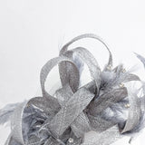 Silver shimmer crystal feather fascinator hat - House of Hats