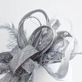 Silver shimmer crystal feather fascinator hat - House of Hats