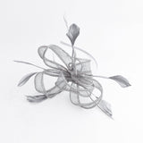 Silver shimmer feather fascinator hat - House of Hats