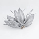 Silver shimmer feather petal fan fascinator hat - House of Hats