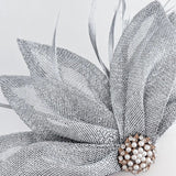 Silver shimmer feather petal fan fascinator hat - House of Hats