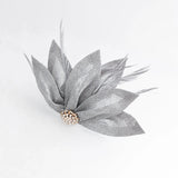 Silver shimmer feather petal fan fascinator hat - House of Hats