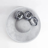 Silver shimmer flower large saucer disc fascinator hat - House of Hats