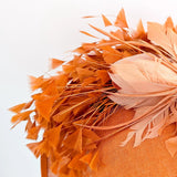 Terracotta dusty orange large feather disc fascinator hat - House of Hats