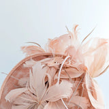 Terracotta dusty pink large feather saucer disc fascinator hat - House of Hats