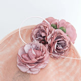 Terracotta dusty pink large flower saucer disc fascinator hat - House of Hats