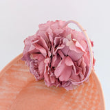 Terracotta dusty pink large flower saucer disc fascinator hat - House of Hats