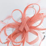 Watermelon coral crystal feather fascinator hat - House of Hats