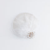 White crystal feather small fascinator wedding hat - House of Hats